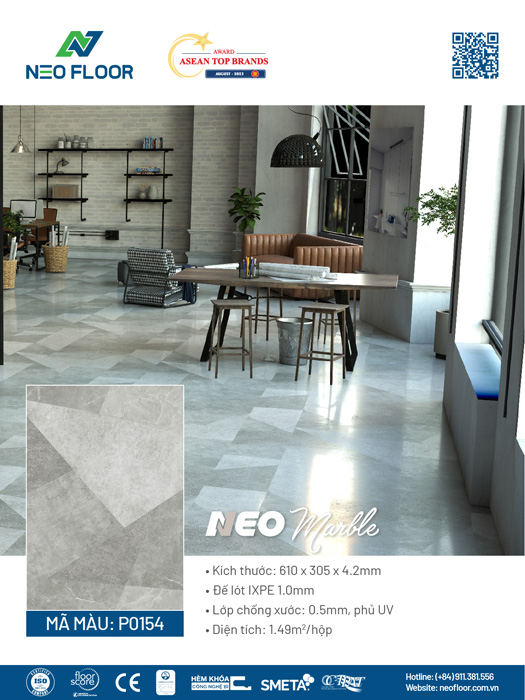 Neo Marble P0154 - Sàn Đá Công Nghệ SPC Neo Floor - Công Ty Cổ Phần Neo Floor